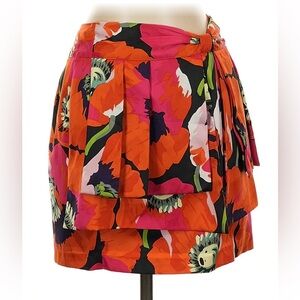 Ted Baker Orange & Pink Floral Tiered Mini Skirt